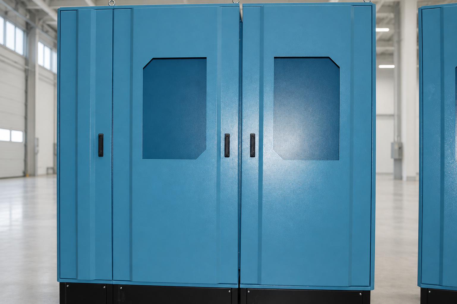 Conjunto doble de armarios azules a medida